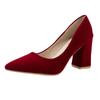 Fashion French Red Wedding Shoes for Women 2024 Spring/Summer/Autumn New Pointed Thick Heels Not Tiring Feet Bride Shoes