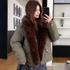 Зимняя новая уличная крутая дерзкая толстовка хлопковая одежда женская короткая повседневная универсальная меховой воротник лацкан мотоциклетная куртка