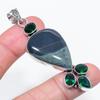 Natural Kambaba Jasper, Diopside 925 Sterling Silver Jewelry Pendant 2.76" A8k00