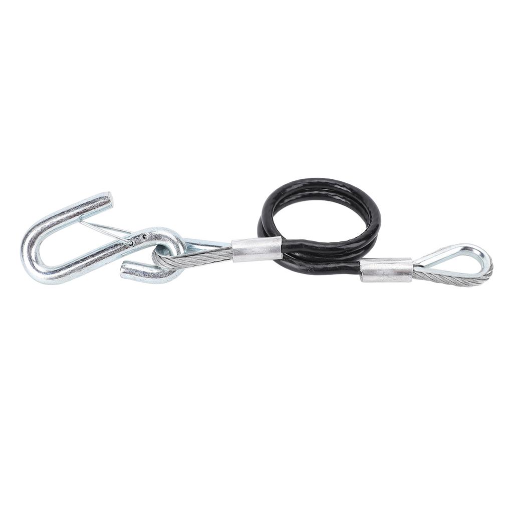 Trailer Safety Towing Cable With S Hook 3500lbs Load Bearing 27.6in Maximum Extension Length Spring Towing Rope For RV
