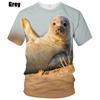 Sea Lion Series 3D Printed Men's Casual Short Sleeved T-shirt Summer Vintage O Neck Men's T-shirts
