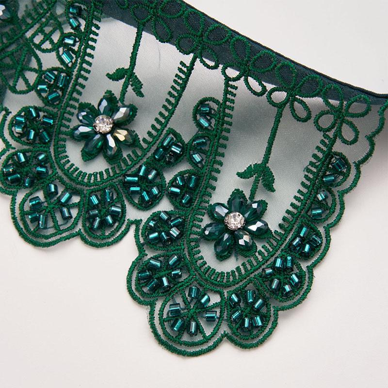 New Beading Lace Fake Collar Neckline Women White Lapel False Collars Woman Embroidery Removable Detachable Collar Tie Faux Col