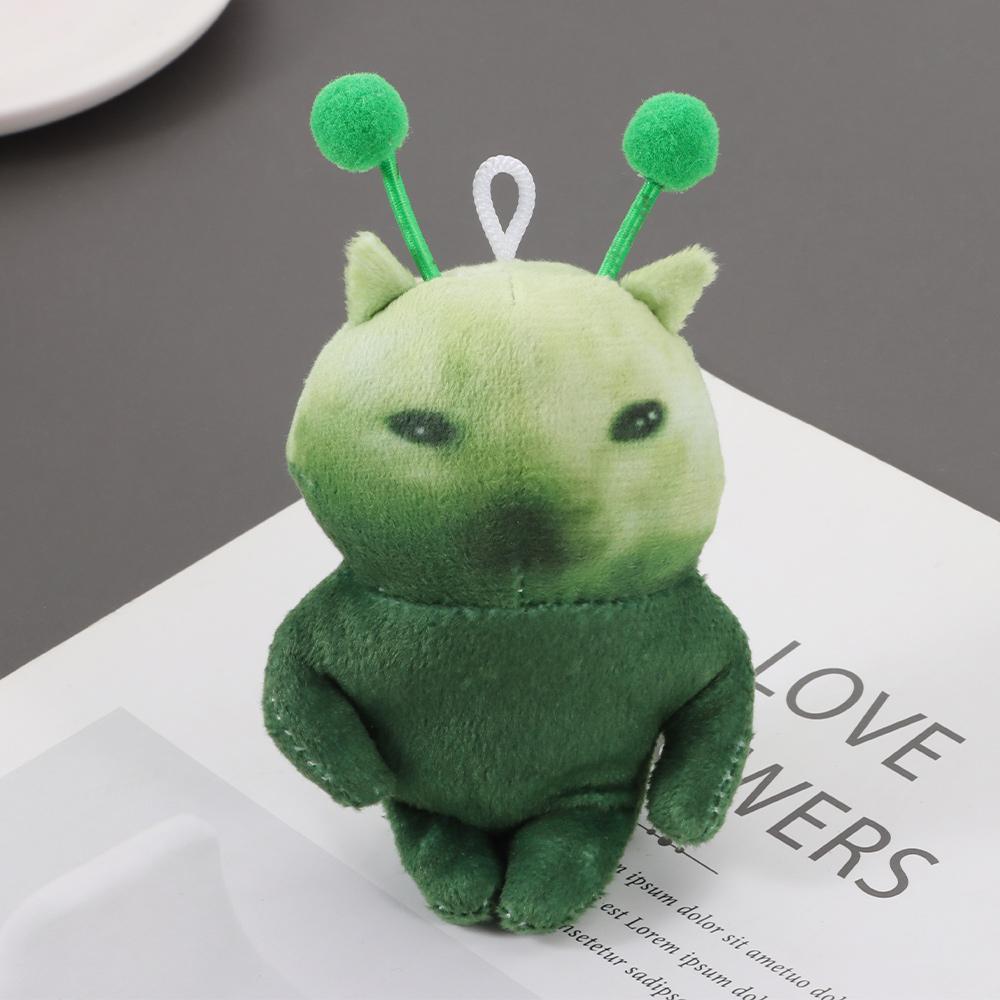 Deformable Ugly Cute Plushie Keychain 10cm Bag Charm Green Alien Cat Plush Toy  Anime Fans Gifts