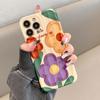 Oil Painting Flowers Ripple Frosted Case For Iphone 14 Pro Max 13 11 12 14 Plus Soft Imd Shockpoof Cover
