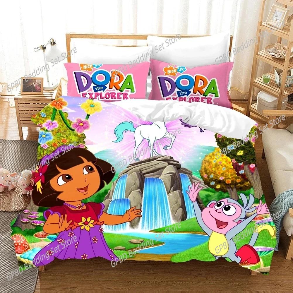 Комплект постельного белья Explorer Cartoon D-doras, пододеяльник, комплект постельного белья, пододеяльник, наволочка, одеяло размера king-size, комплект постельного белья для мальчиков и взрослых