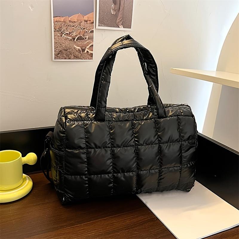 Стеганая однотонная мягкая дорожная сумка - прочная, портативная и стильная - идеально подходит для спорта, работы и повседневного использования