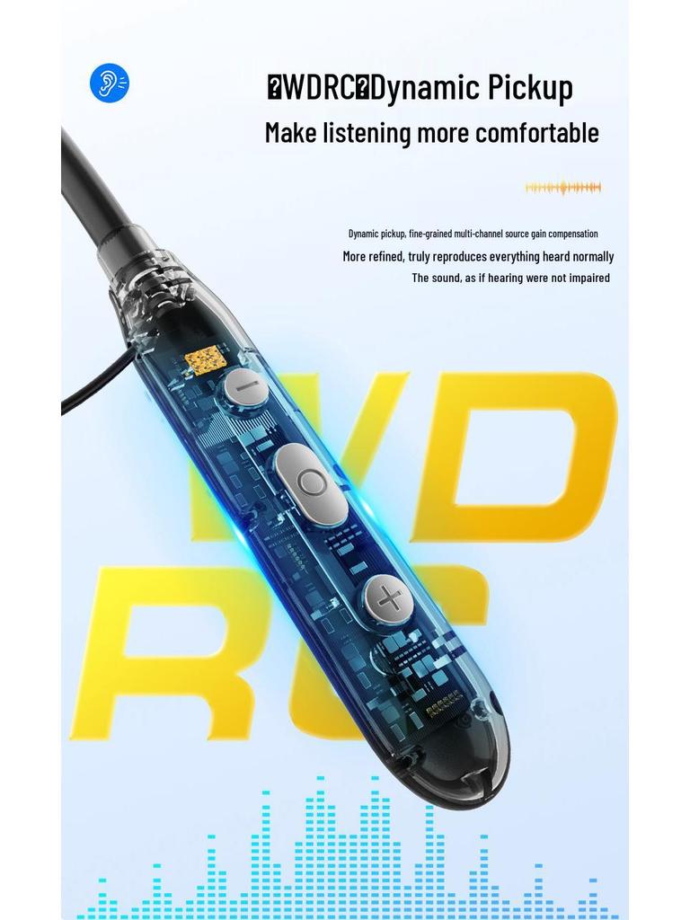 Q80 Высококачественный заушный слуховой аппарат с шейным креплением для пожилых и молодых, большая батарея, защита от потери, Bluetooth, шумоподавление