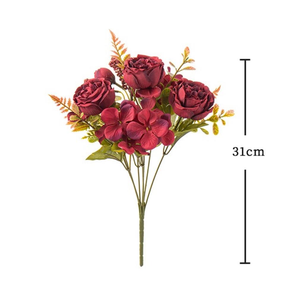 DIY Silk Peony Hydrangea Bouquet 7 Heads Artificial Wedding Bride Flowers Wedding Party