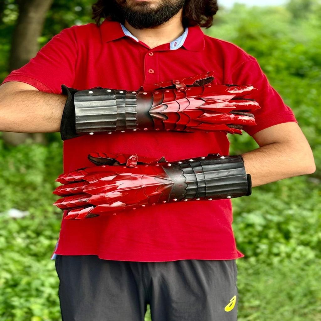 Medieval Black Gauntlets Armor Gloves | Nazgul Gloves | Halloween Cosplay Accessories | Halloween Role Costume | Larp Armour Steel Gloves