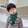 Kids' Cute Korean Style Knit Wool Scarf with Leather Label - Versatile for Winter and Autumn