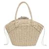 Summer Straw Bag Women Weave Handmade Handbag Drawstring Handle Bag Large Capacity Wave Point Tote Bag Shopping Bags KTY