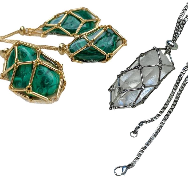 Unique Empty Necklace Holder Adjustable Chain Choker Metal Cage Shape Pendant Necklace for Independent Thinkers