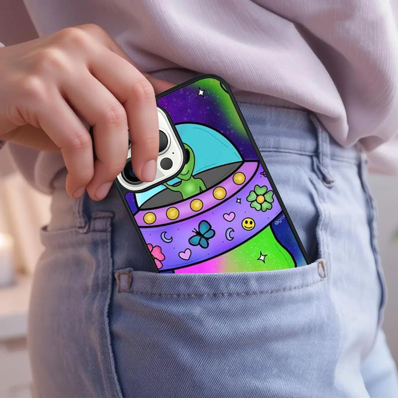 Эстетичный мультяшный чехол для телефона с инопланетянином для iPhone 17 Air 15 16e 14 13 Pro Max Coque 12 11 Pro Max PLUS