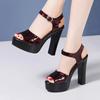 10cm 13cm Comfortable Genuine Leather Sandals Chunky Platform Shoes 2025 Summer Block High Heels Sandals Women for Office Model