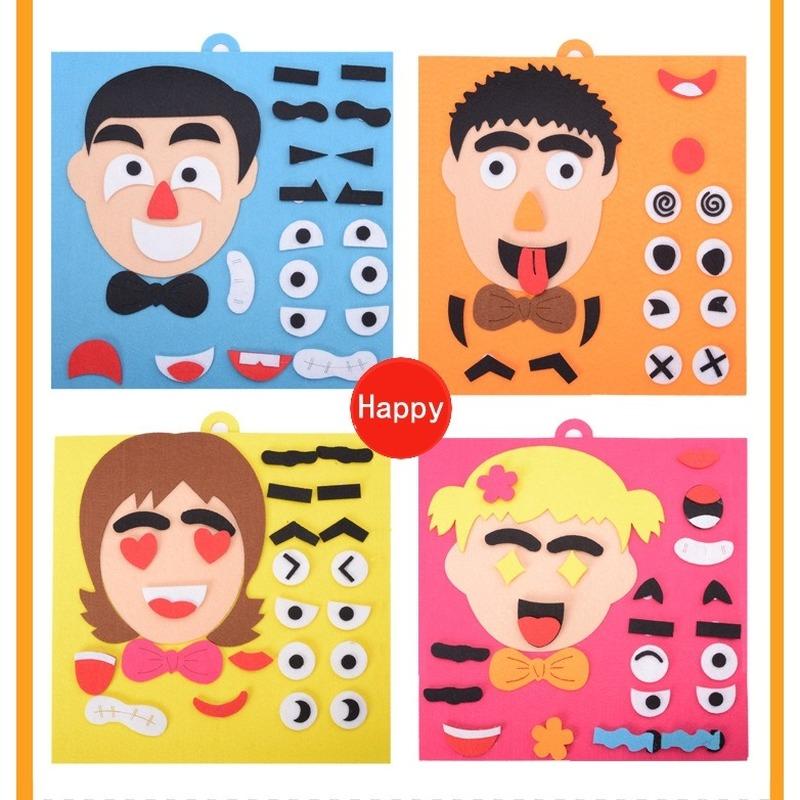 3D Детский комплект пазлов, игрушки, наклейки, выражения лица, сделай сам, сборка пазлов, игрушки ручной работы