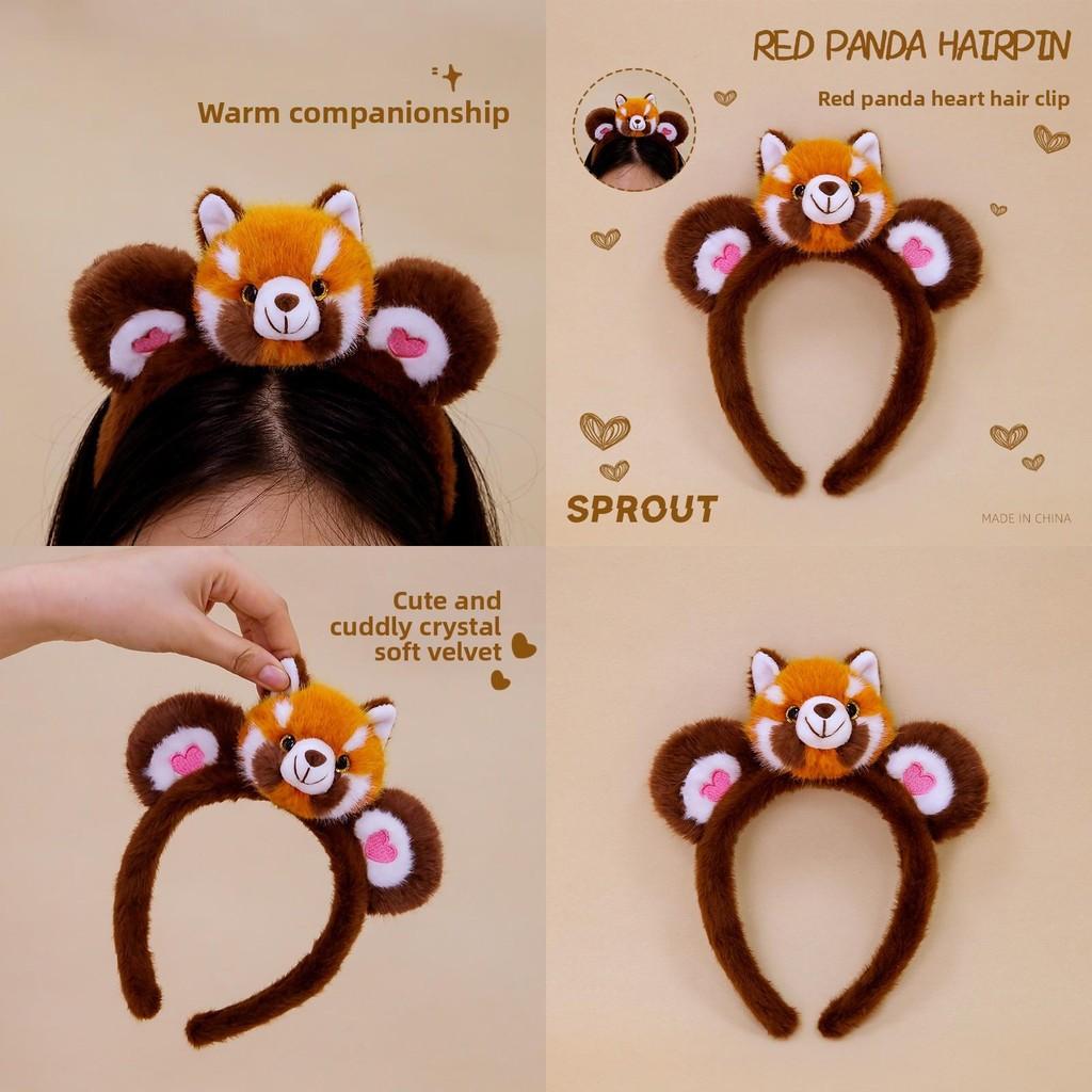 Red Panda Soft Plush Headband With Decorative Hair Accessory For Playroom