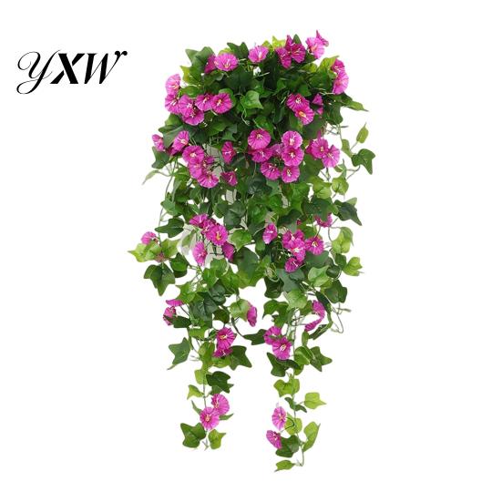 Fake Silk Petunia Artificial Morning Glory 44 Heads Realistic Flower UV Resistant Lifelike Floral Decorations Indoor Outdoor Garden Yard Wall Hanging
