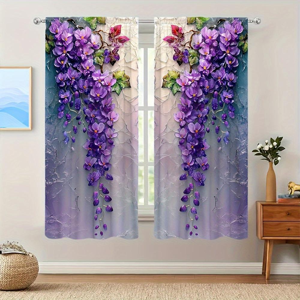 2 шт. полиэстеровые шторы с персиковым цветком и красной розой, HD цифровая печать, дизайн кармашков для окон, шторы для спальни, гостиной