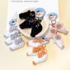 Cute Cartoon Plush Keychain Accessory Featuring Original Design Of Cat And Fish