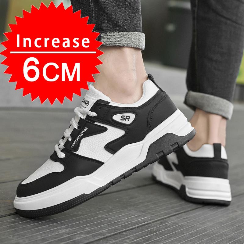 Удобная мужская обувь для увеличения роста, кроссовки для мужчин, плоская подошва / 6 см, скрытый каблук, спортивная мода, внутренняя обувь для увеличения роста