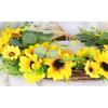 15.7inch Artificial Sunflower Wreath Yellow Flower Wreath for Front Door Wall Window Hanging Decor Front Door Farmhouse (Beige)