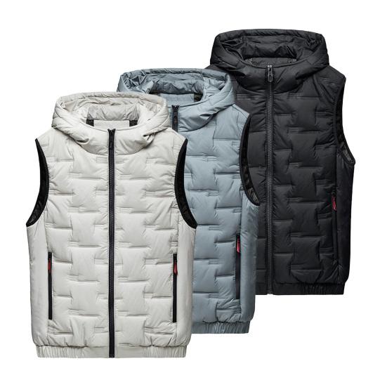 Мужской зимний жилет с подкладкой, однотонный утепленный теплый жилет без рукавов с капюшоном, повседневный ветрозащитный зимний жилет больших размеров для свиданий