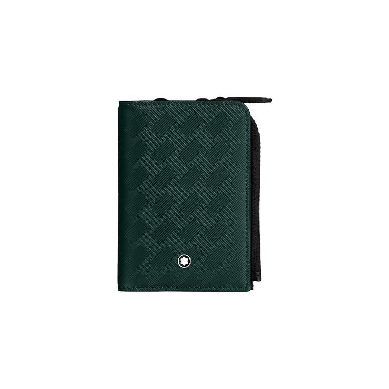 Montblanc Style 3.0 Series Logo Embossed Zipper Full Grain Leather Card Holder Men card holder British-Green 130461