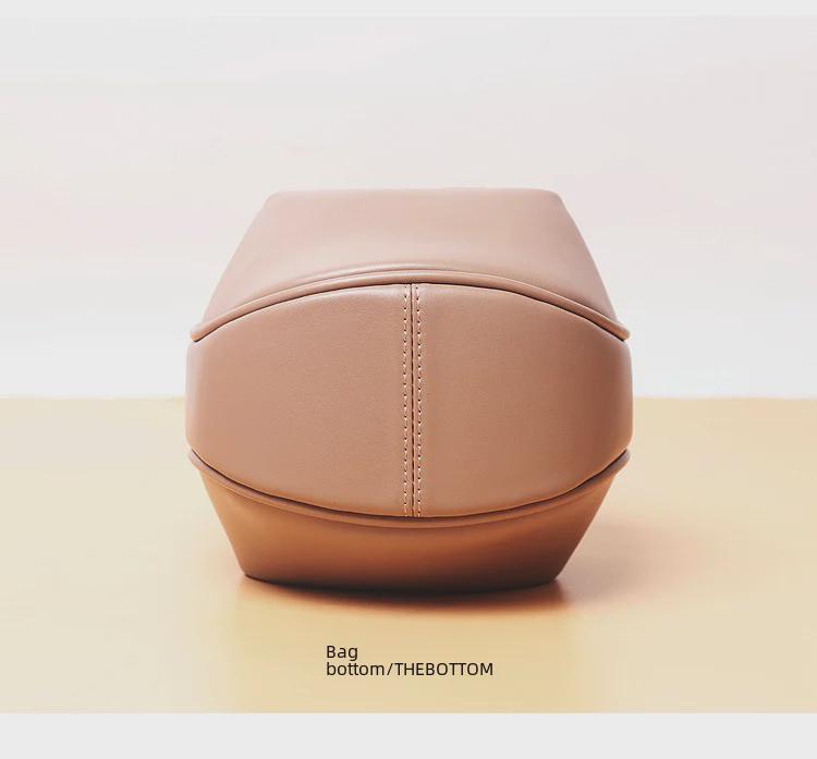 Genuine Leather Women's Wonton Bucket Handbag – Clutch, Shoulder Bag, Small Round Crossbody