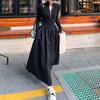 Long-sleeved Polo Neck Dress for Women In Spring and Autumn New Design Black Slim Fit A Line Long Skirt