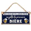 [A3797] - Metal Plate 'Messages' Navy (Let the One Who Has Never Sinned Throw Me the First Beer)- 30x13cm