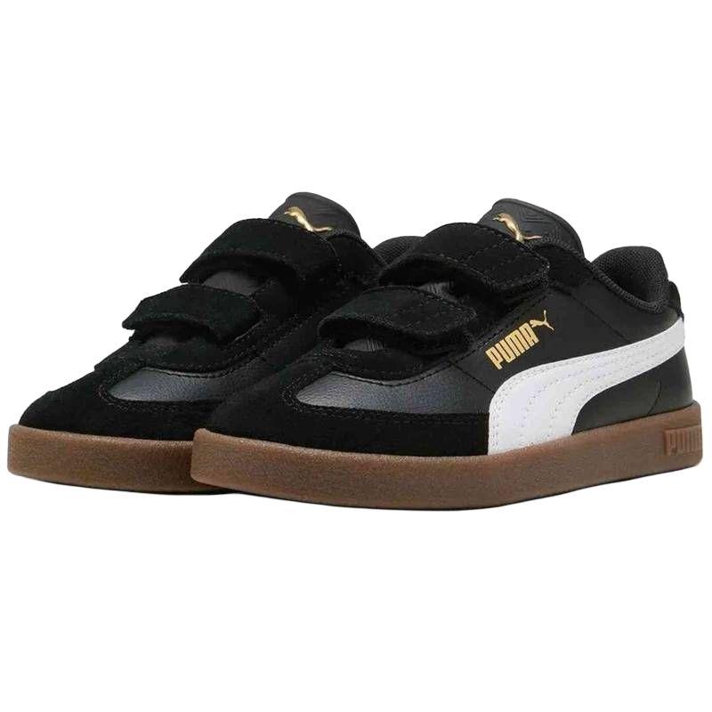 Puma Club II Era Замшевая кожа Удобные Мягкие Низкие Детские Кеды для Скейтбординга Детские кроссовки Черно-белые 402307-01