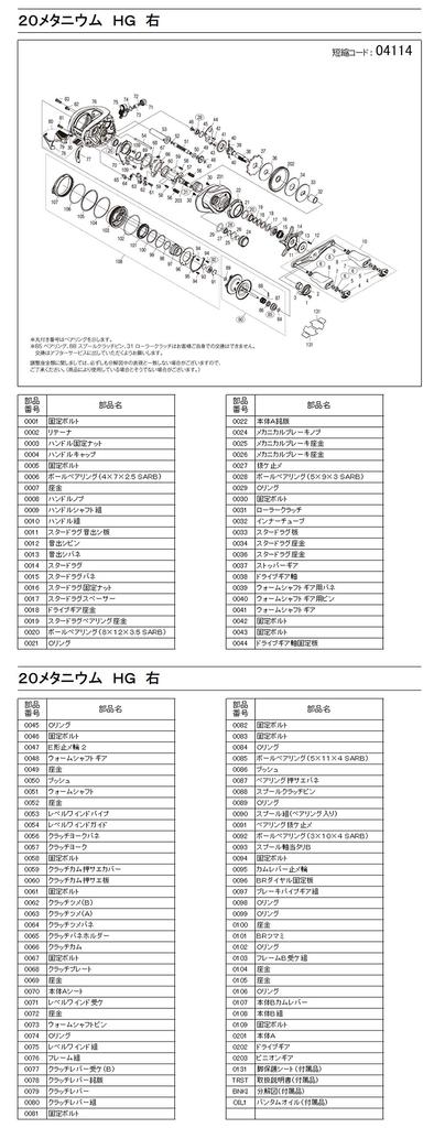 Оригинальные детали 20 Metanium HG правая катушка в сборе Часть 13GNS (подшипник включен) Нет.