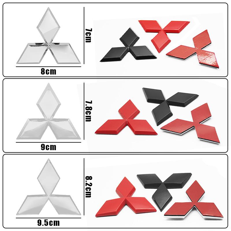 For Mitsubishi Outlander Ralliart Lancer ASX Pajero Delica EVO Car Badge Front Grille Rear Trunk Hood Lid Logo Emblem Accessorie