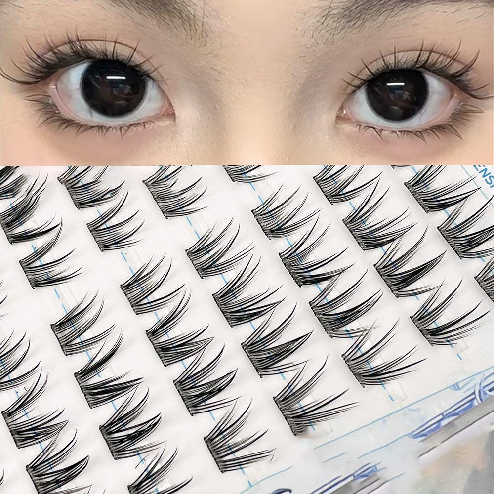 80 шт. Ультратонкие ленточные ресницы без клея в стиле аниме, французские индивидуальные ресницы для женщин
