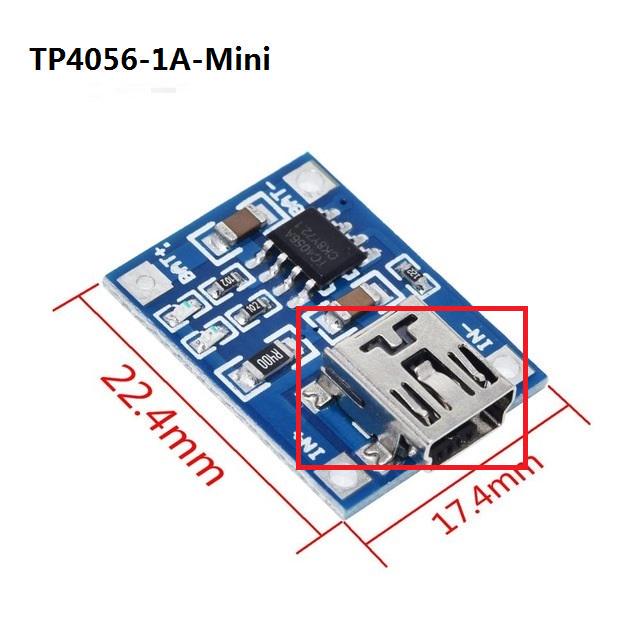 1A Type-C/Micro/USB 5V 1A 18650 TP4056 Плата модуля зарядного устройства для литиевой батареи с двойной защитой