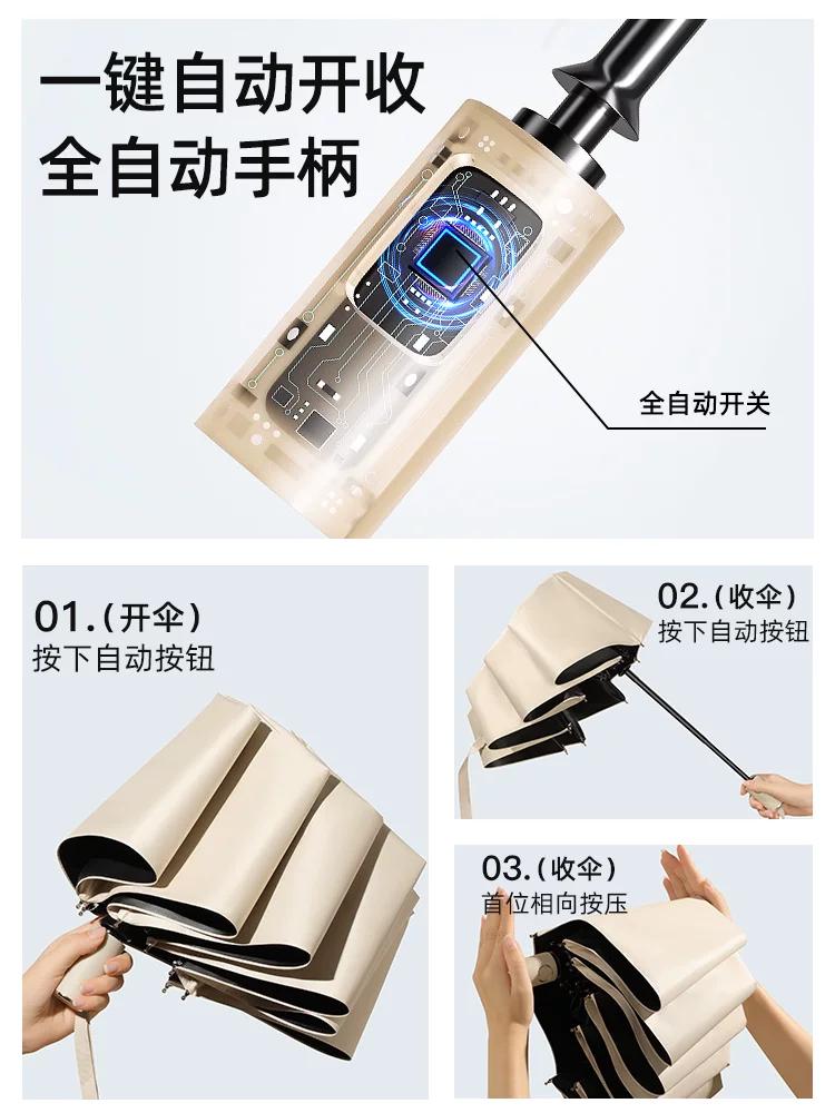 Automatic Umbrella Buckle Rain and Rain Dual-Use Female plus Size Thickened Reinforcement Male Sunshade Student Sun Protection UV