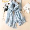 Leisure Flowers Printed Linen Long Shawl Travel Beach Anti-UV Scarf Stole
