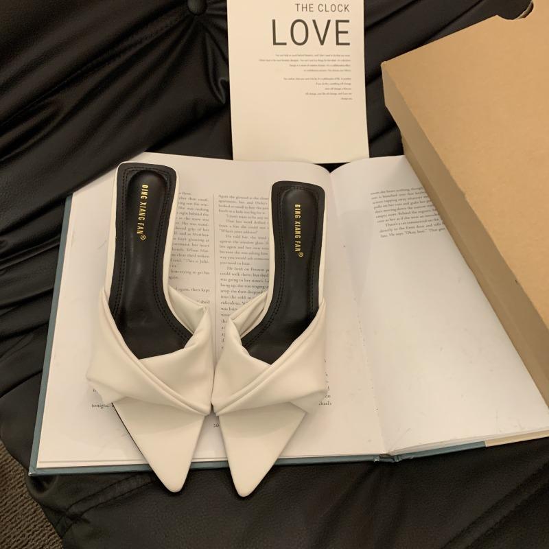 Модные Hlieny Уютные Белые Кожаные Остроносые Дизайнерские Низкие Тонкие Каблуки Мюли Тапочки для Женщин Обувь Туфли Женские Слингбэки Сандалии Слайды