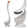 Swan Shape Toilet Brush with Holder & Extended Handle Plunger Set Soft Dense Bristles for Deep Cleaning Bathroom Stains