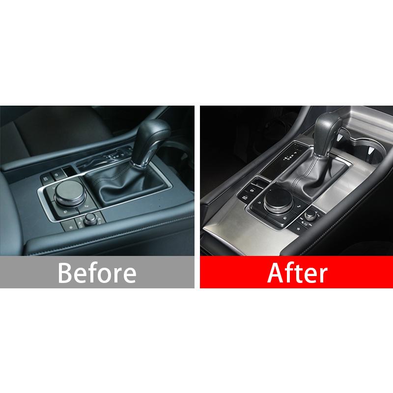 Stainless Steel Car Gear Shift Panel Water Cup Protect Cover For Mazda 3 BP 2024 2025 Accessories