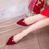 Модные роскошные туфли на высоком каблуке для женщин 2024 года, осень, новые красные свадебные туфли, свадебные туфли с жемчужным украшением, женские туфли Zapatos De Mujer Traf