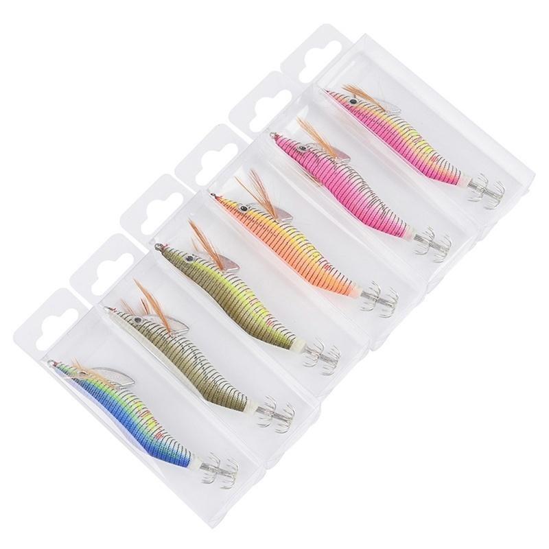 Luminous Squid Jigs Hard Fishing Lures 2.5# 3.0# 3.5# Squid Bait Jig Hooks Random Color