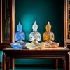 Transparent Sitting Buddha Statue Handmade Mini Buddhism Ornament Resin Buddha Figurines Home