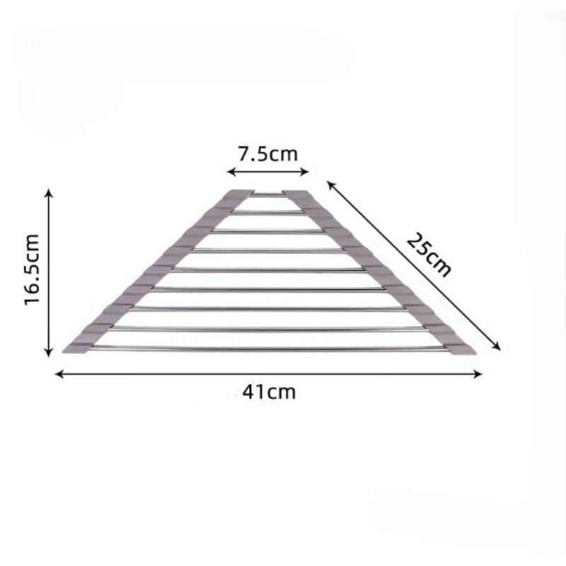 Свернуть треугольную сушилку для посуды, органайзер для кухонной мойки, уголок над раковиной, губка, держатель для тряпки, складная сушилка из нержавеющей стали