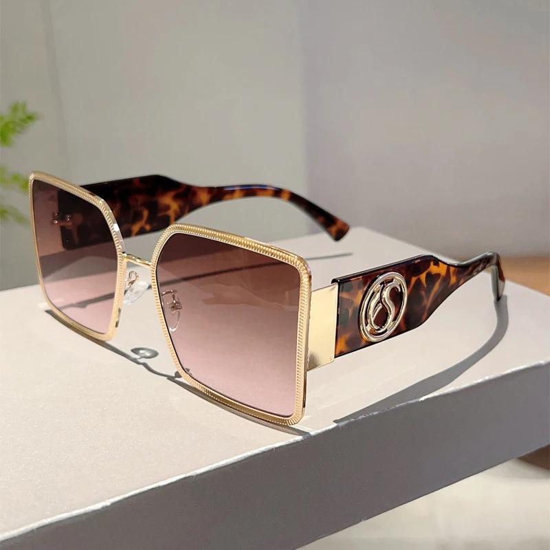 Квадратные солнцезащитные очки оверсайз женские Новинка Градиентные разноцветные уличные очки Модный дизайн от люксового бренда Солнцезащитные очки