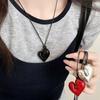 Red Heart Pendant Necklace Vintage Love Heart Choker Necklaces for Women Jewelry Accessories