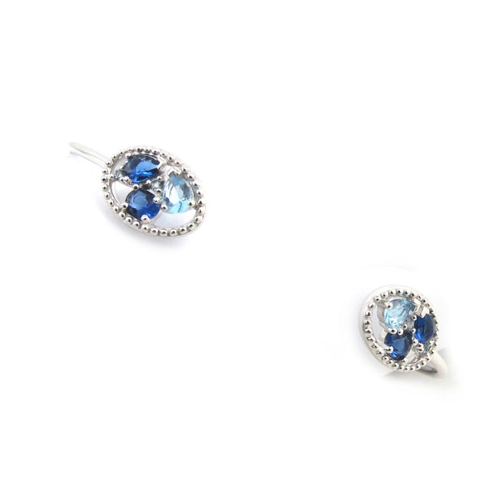 Les Trésors De Lily [N1797] - Open Silver Bracelet 'Sissi' Silver Blue (rhodium-plated) - 56 Mm 13x10 Mm