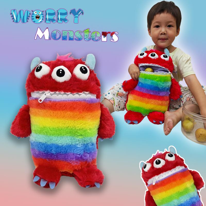 TreasuringU 2025 New Kawaii Colorful Monsters Plush Toys Cartoon Worries Monster Stuffed Dolls Pillow Christmas Birthday Gifts