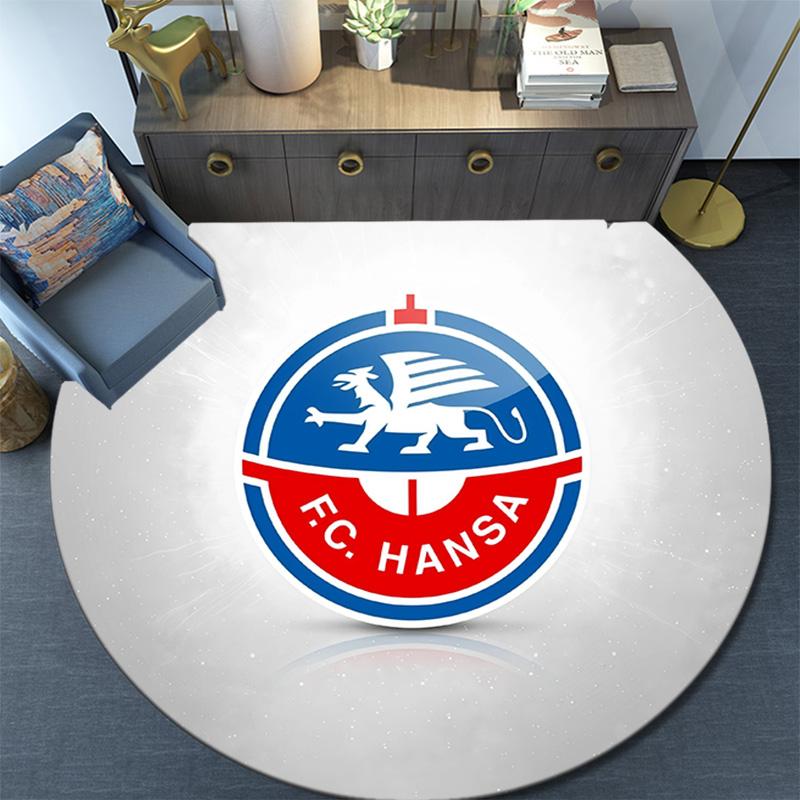 Круглый ковер FC Hansa Rostock, Ковер для гостиной, спальни, дивана, игровой комнаты, Декор, Нескользящий коврик для пола