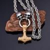 Скандинавское ожерелье из нержавеющей стали с подвеской в ​​виде головы викинга и молота Тора, мужское ожерелье 
